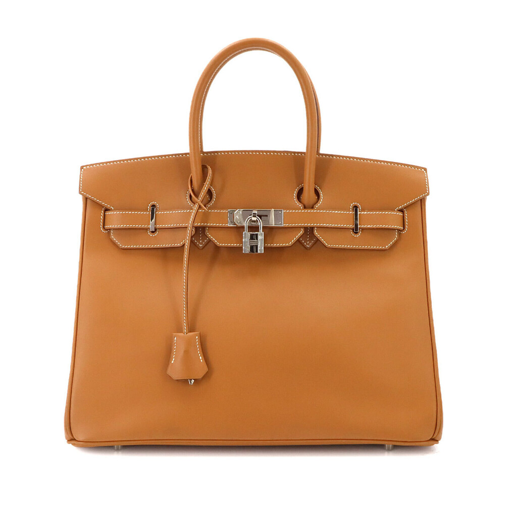 Hermes Birkin 35 Barenia Natural Handbag □F Stamp Silver Hardware